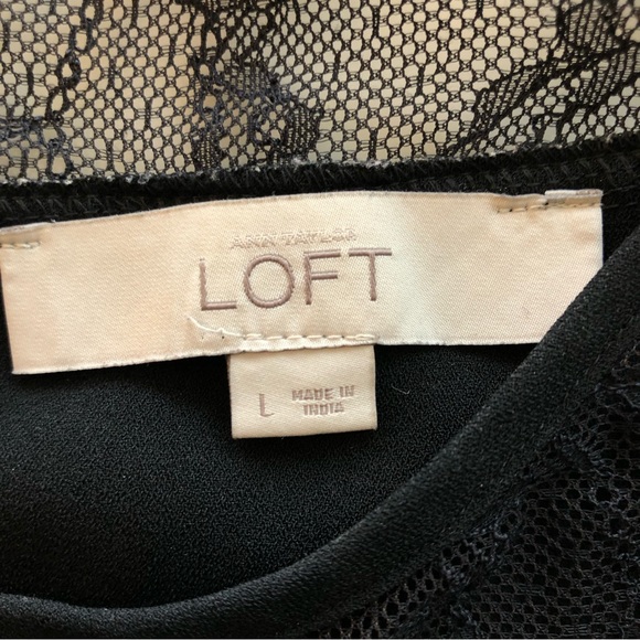 LOFT Black Lace Peter Pan Collar Blouse Size Large - Picture 5 of 11